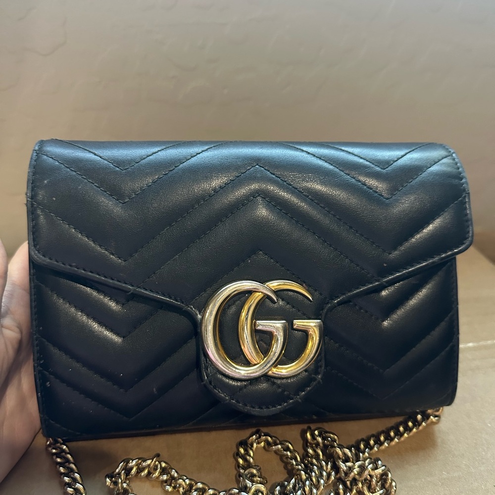 Gucci, Gigi Marmont, super mini bag, black leather